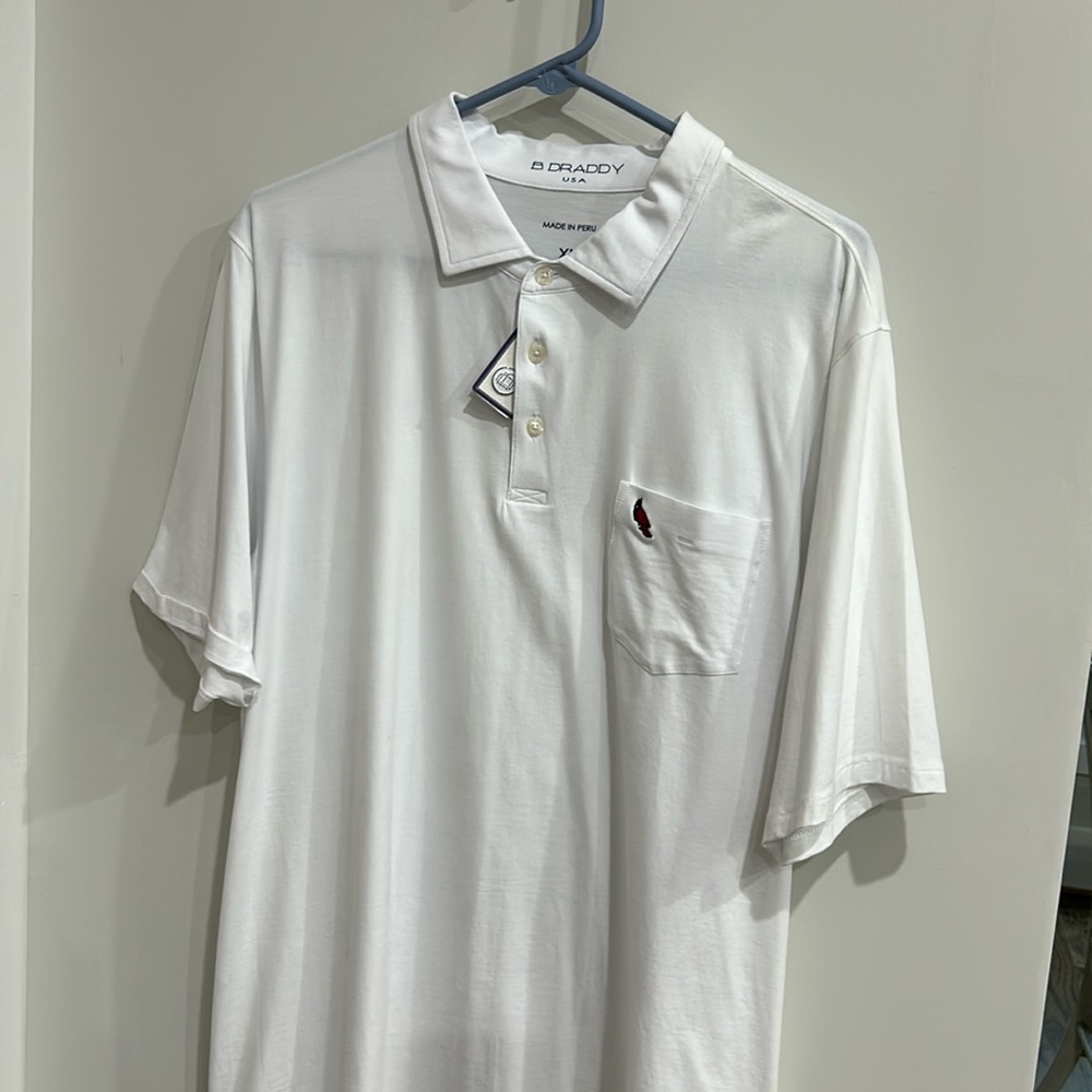Men’s B. Draddy White Golf Shirt XL NWT